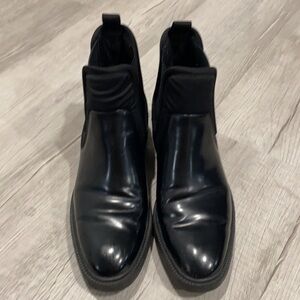 Zara Chelsea Booties Casual Round Toe Chunky Heel Ankle Boots Motorcycle Shoes